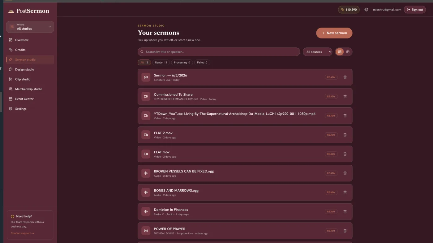 PostSermon screenshot